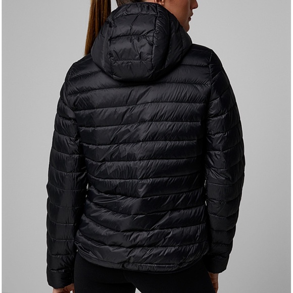 Black responsible down packable hooded puffer jacket NWT - Picture 2 of 13